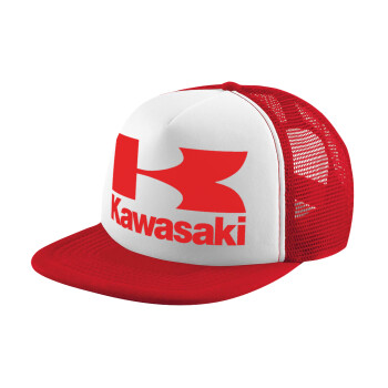 Kawasaki, Καπέλο Ενηλίκων Soft Trucker με Δίχτυ Red/White (POLYESTER, ΕΝΗΛΙΚΩΝ, UNISEX, ONE SIZE)