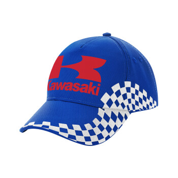 Kawasaki, Adult Ultimate BLUE RACING Cap, (100% COTTON DRILL, ADULT, UNISEX, ONE SIZE)