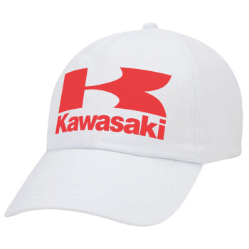 Kawasaki, Adult Baseball Cap White 5-panel (POLYESTER, ADULT, UNISEX, ONE SIZE)