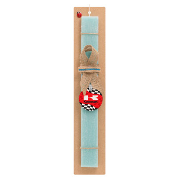 Kawasaki, Easter Set, wooden keychain & aromatic flat Easter candle (30cm) (TURQUOISE)