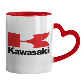 Kawasaki, Mug heart red handle, ceramic, 330ml