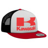 Adult Foam Flat Snapback with Mesh Red-White-Black (POLYESTER, ADULT, UNISEX, ONE SIZE)