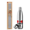 Easter Set, metallic stainless thermos flask (500ml) & scented flat Easter candle (30cm) (GRAY)