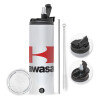 Travel Tumbler 2 Lids, with metal straw & cleaning brush (Stainless steel 304 Food grade, BPA free, 600ml)