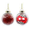 Transparent Christmas tree ball ornament with red filling 8cm