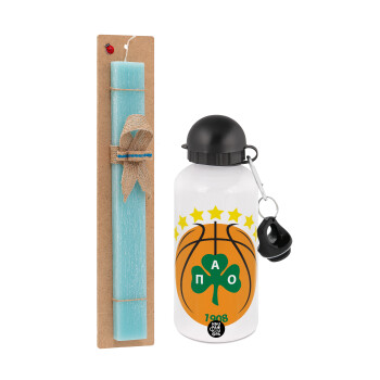 PAO BC, Easter Set, metallic aluminum water bottle (500ml) & scented flat candle (30cm) (TURQUOISE)