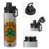 Metallic water bottle with safety cap, 850ml aluminum