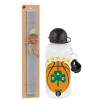 Easter Set, metallic aluminum water bottle (500ml) & aromatic flat Easter candle (30cm) (GRAY)