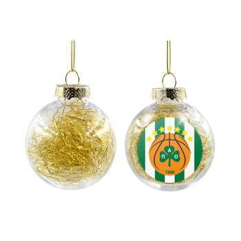 PAO BC, Χριστουγεννιάτικη μπάλα δένδρου διάφανη με χρυσό γέμισμα 8cm