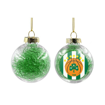 PAO BC, Χριστουγεννιάτικη μπάλα δένδρου διάφανη με πράσινο γέμισμα 8cm