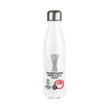 Olympiacos UEFA Europa Conference League Champion 2023/24, Metal mug thermos White (Stainless steel), double wall, 500ml