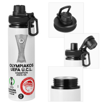 Olympiacos UEFA Europa Conference League Champion 2023/24, Metal water bottle with safety cap, aluminum 850ml