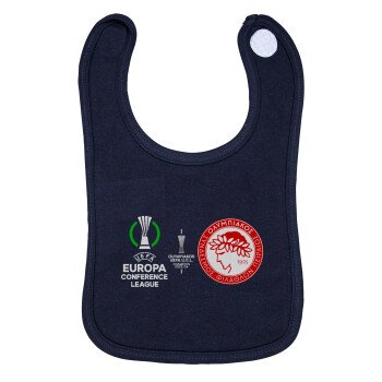 Olympiacos UEFA Europa Conference League Champion 2023/24, Σαλιάρα με Σκρατς 100% Organic Cotton Μπλε (0-18 months)