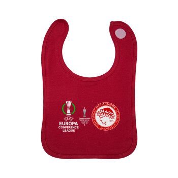 Olympiacos UEFA Europa Conference League Champion 2023/24, Σαλιάρα με Σκρατς Κόκκινη 100% Organic Cotton (0-18 months)