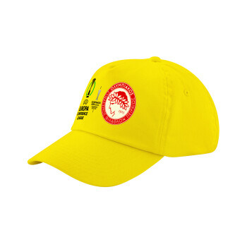 Olympiacos UEFA Europa Conference League Champion 2023/24, Child's Baseball Cap, 100% Cotton Twill, Yellow (COTTON, CHILD, UNISEX, ONE SIZE)