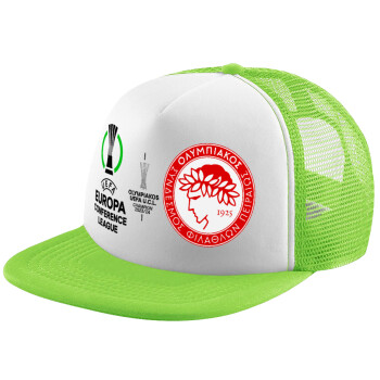 Olympiacos UEFA Europa Conference League Champion 2023/24, Child's Soft Trucker Hat with Green/White Mesh (POLYESTER, CHILDREN'S, ONE SIZE)