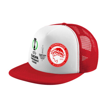 Olympiacos UEFA Europa Conference League Champion 2023/24, Children's Soft Trucker Hat with Red/White Mesh (POLYESTER, CHILDREN'S, ONE SIZE)