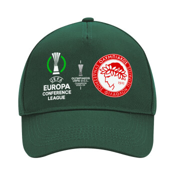 Olympiacos UEFA Europa Conference League Champion 2023/24, Adult Ultimate Hat GREEN, (100% COTTON DRILL, ADULT, UNISEX, ONE SIZE)