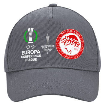 Olympiacos UEFA Europa Conference League Champion 2023/24, Ultimate Adult Hat Grey, (100% COTTON DRILL, ADULT, UNISEX, ONE SIZE)