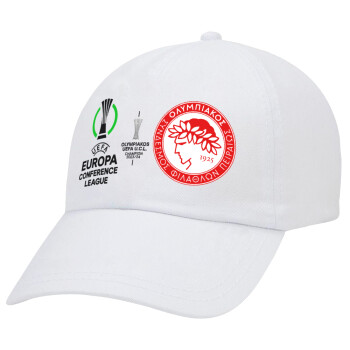 Olympiacos UEFA Europa Conference League Champion 2023/24, Adult Baseball Cap White 5-panel (POLYESTER, ADULT, UNISEX, ONE SIZE)