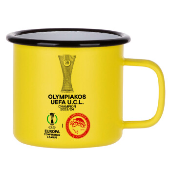 Olympiacos UEFA Europa Conference League Champion 2023/24, Κούπα Μεταλλική εμαγιέ ΜΑΤ Κίτρινη 360ml