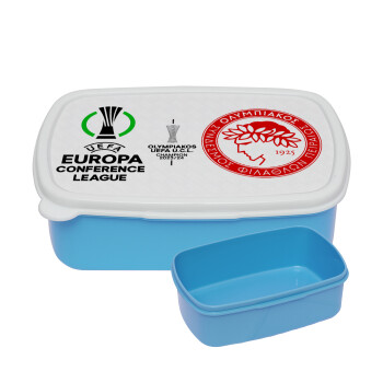 Olympiacos UEFA Europa Conference League Champion 2023/24, ΜΠΛΕ παιδικό δοχείο φαγητού (lunchbox) πλαστικό (BPA-FREE) Lunch Βox M18 x Π13 x Υ6cm