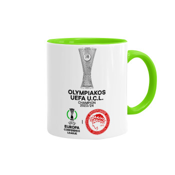 Olympiacos UEFA Europa Conference League Champion 2023/24, Mug colored light green, ceramic, 330ml