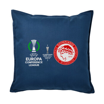 Olympiacos UEFA Europa Conference League Champion 2023/24, Sofa cushion Blue 50x50cm includes filling