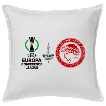 Olympiacos UEFA Europa Conference League Champion 2023/24, Sofa cushion White 50x50cm includes filling