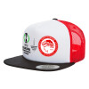 Adult Foam Flat Snapback with Mesh Black-White-Red (POLYESTER, ADULT, UNISEX, ONE SIZE)