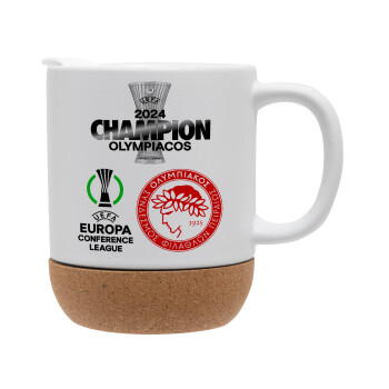 Olympiacos UEFA Europa Conference League Champion 2024, Ceramic coffee mug Cork (MAT), 330ml (1pcs)