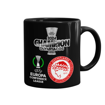 Olympiacos UEFA Europa Conference League Champion 2024, Mug black, ceramic, 330ml