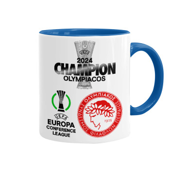 Olympiacos UEFA Europa Conference League Champion 2024, Mug colored blue, ceramic, 330ml