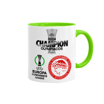 Olympiacos UEFA Europa Conference League Champion 2024, Mug colored light green, ceramic, 330ml