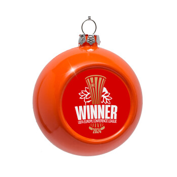 Europa Conference League WINNER, Orange Christmas tree ornament bauble 8cm