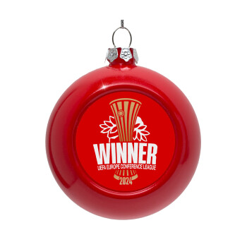 Europa Conference League WINNER, Red Christmas tree ornament bauble 8cm