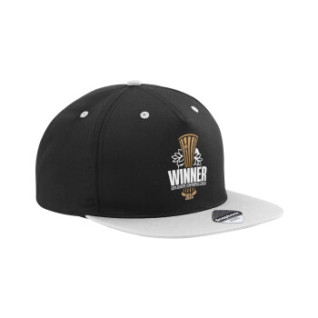 Europa Conference League WINNER, Adult Flat Snapback Hat Black/Grey, (100% COTTON TWILL, ADULT, UNISEX, ONE SIZE)