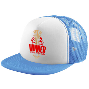 Europa Conference League WINNER, Child's Soft Trucker Hat with Blue/White Mesh (POLYESTER, CHILD, ONE SIZE)