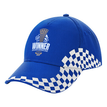 Europa Conference League WINNER, Adult Ultimate BLUE RACING Cap, (100% COTTON DRILL, ADULT, UNISEX, ONE SIZE)