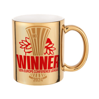 Europa Conference League WINNER, Mug ceramic, gold mirror, 330ml