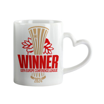 Europa Conference League WINNER, Mug heart handle, ceramic, 330ml