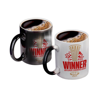 Europa Conference League WINNER, Color changing magic Mug, ceramic, 330ml when adding hot liquid inside, the black colour desappears (1 pcs)