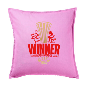 Europa Conference League WINNER, Sofa cushion Pink 50x50cm includes filling