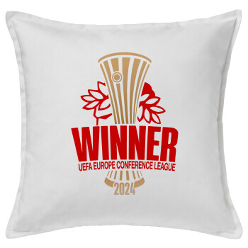 Europa Conference League WINNER, Sofa cushion White 50x50cm includes filling