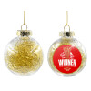 Transparent Christmas tree ball ornament with gold filling 8cm