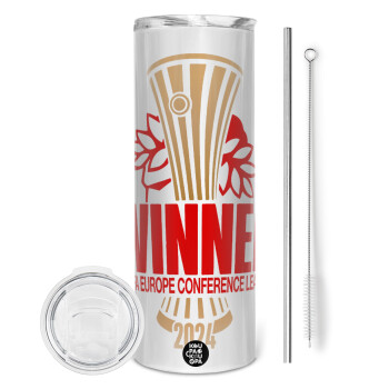 Europa Conference League WINNER, Eco friendly stainless steel tumbler 600ml, with metal straw & cleaning brush