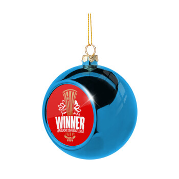 Europa Conference League WINNER, Blue Christmas tree ball ornament 8cm