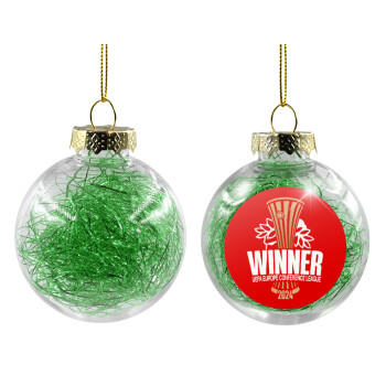 Europa Conference League WINNER, Χριστουγεννιάτικη μπάλα δένδρου διάφανη με πράσινο γέμισμα 8cm