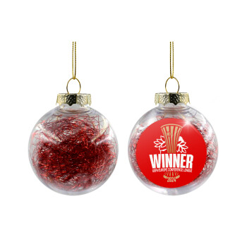 Europa Conference League WINNER, Transparent Christmas tree ball ornament with red filling 8cm