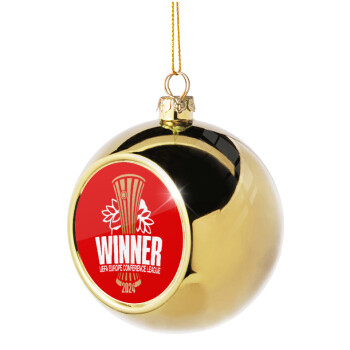 Europa Conference League WINNER, Golden Christmas tree ball ornament 8cm